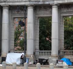 Tent City South, Manhattan Bridge Plaza, July 31, 2024.