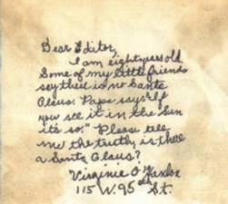 Original letter written by Virginia O’Hanlon from her home at 115 W. 95th St. to the <i>New York Sun</i> in 1897.The letter was verified by the PBS show, Antiques Roadshow.