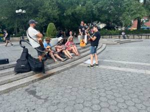 NYC Guitar School students taking advantage of some free lessons–part of June 21’s Make Music NY Festival–at Union Square.