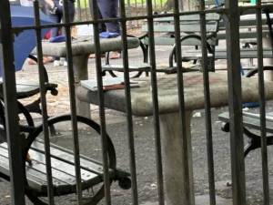 The bloody chess table as seen after the shootings on July 12.