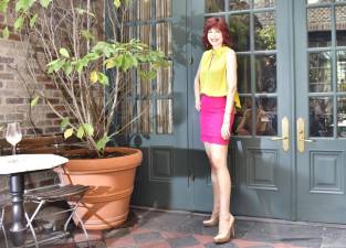 <b>Manhattan model Karen Rempel feels as cool as a summery popsicle at the Chelsea Hotel’s Lobby Bar patio.</b>