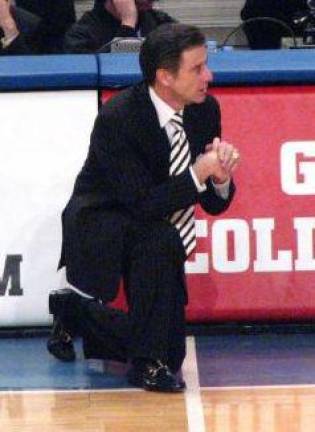 Hall of Fame coach Rick Pitino, on the sidelines in the Big East Tournament in 2007, is trying to return St. John’s University to national stature as their newly named head coach. It puts the native New Yorker back at MSG. <b>Photo: Wikimedia Commons</b>