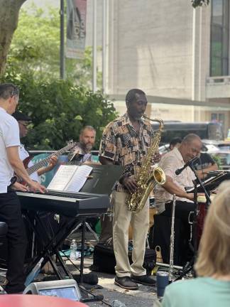 The Steve Kroon Sextet performing at Dante Park on July 10th