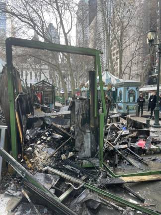 A Dec. 27 fire at the Bryant Park holiday market destroyed three stalls, modestly damaged a fourth, and singed the ink rink. It echoes one that broke out at the Herald Sq. holiday market on Dec. 16.