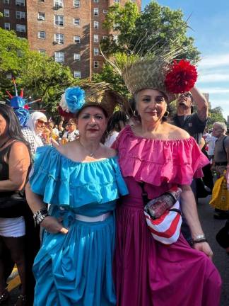 Two women in traditional dress at the first ever LES Puerto Rican Day Parade &amp; Festival. Photo: Stella Zhong