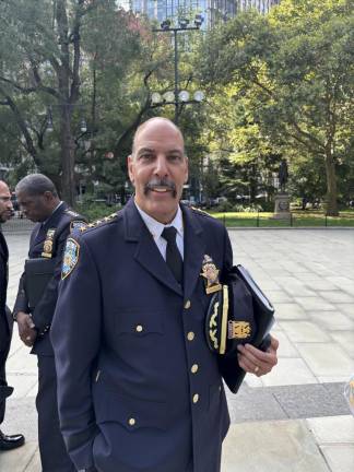 Sheriff Anthony Miranda at City Hall on Sept. 17 shortly after testifying before the City Council oversight committee.