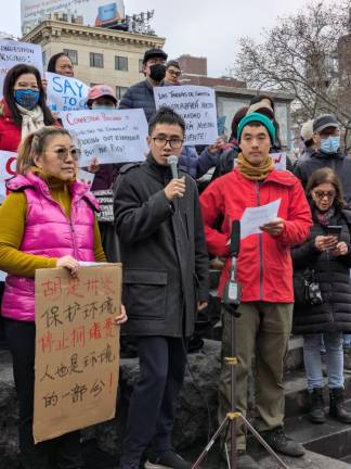 Anti-congestion pricing protestors on Forsyth Street, Dec. 17, 2024.