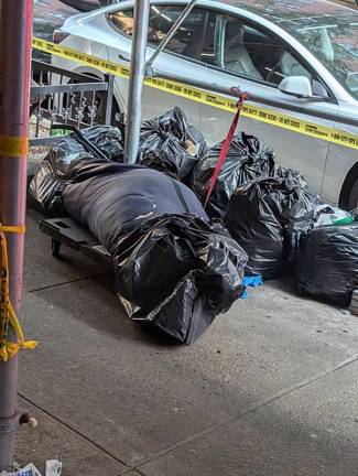 The body of Yazmeen Williams, set upon a dolly and hidden in both a sleeping bag and trash bag, was put out with trash outside 207 East 27th Street on July 5.