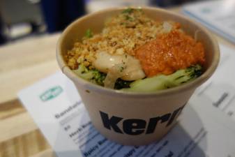 Roasted Broccoli and Gigante Beans with Romesco, served at Kernel