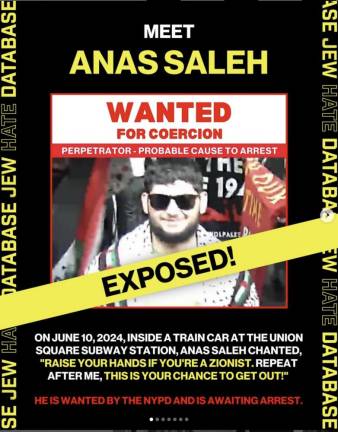 Anas Saleh Wanted For Coercion: posted June 19 on Instagram by Jew Hate Database. Saleh surrendered to police on June 26.