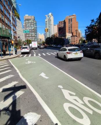 Church Street / 6th Avenue bike lane currently ends here, at Lispenard St. October 10, 2024.