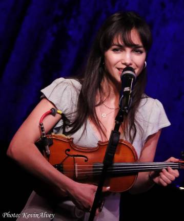 Classically trasined violinist Ada Pasternak dropped by on a recent Monday open mic night. She said she only recently discovered Cast Party. Photo: Kevin Alvey