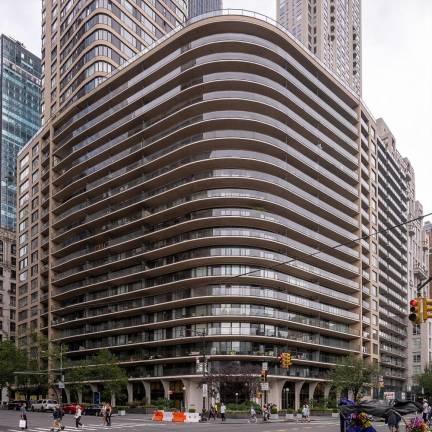 The exterior of 200 Central Park South. On the morning of Wednesday, July 19th, a man reportedly jumped from an apartment on the 17th floor of the 34-story building to his death.
