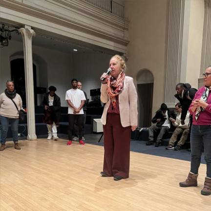 Upper West Side City Councilmember Gale Brewer speaking at a Jan. 23 event at a Manhattan church, where she vowed to fight for sanctuary for undocumented New Yorkers.