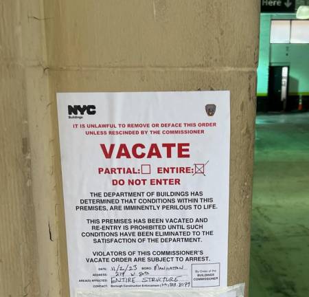 A vacate order for 214-216 W. 80th St., also known as Freidland Garage.