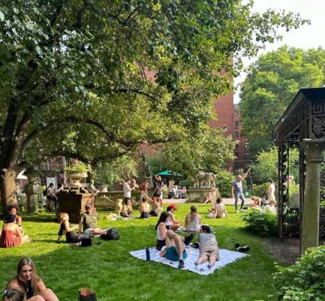 The vest pocket park on the northern edge of Little Italy is a welcome green space that is visited by 150,000 people a year, according to the garden’s directors.