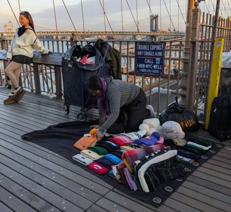 Dozens of Illegal Vendors— &amp; One Giant Ape—Reclaim Brooklyn Bridge from City