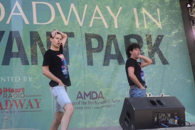 Evan Alexander Smith and JJ Niemann performed “Put Your Mind to It” from “Back to the Future” at 2024’s first Broadway in Bryant Park concert. (click arrows to see more)