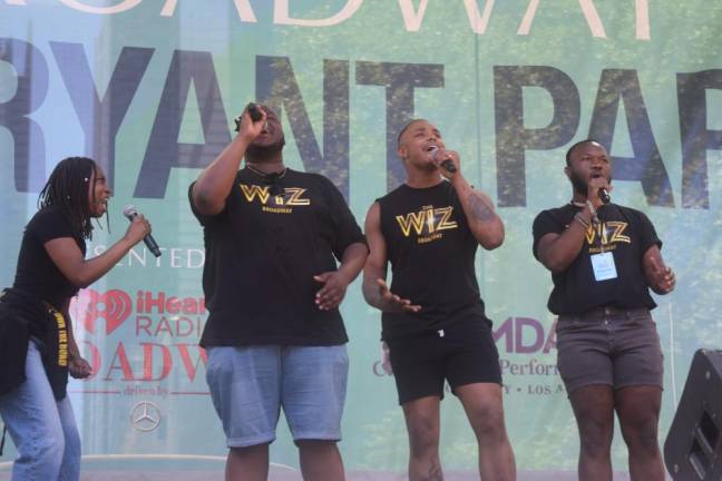 Nichelle Williams, Kyle Ramar Freeman, Avery Wilson, and Polanco Jones Jr performed “Be a Lion” from “The Wiz” at 2024’s first Broadway in Bryant Park concert. (click arrows to see more)