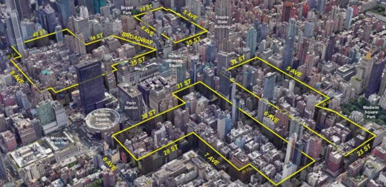 A rendering of the proposed Midtown South Mixed-Use Plan, which would rezone 42 blocks in the middle of Manhattan. It would create nearly 10,000 new housing units, 2,300 of which would be permanently income-restricted.