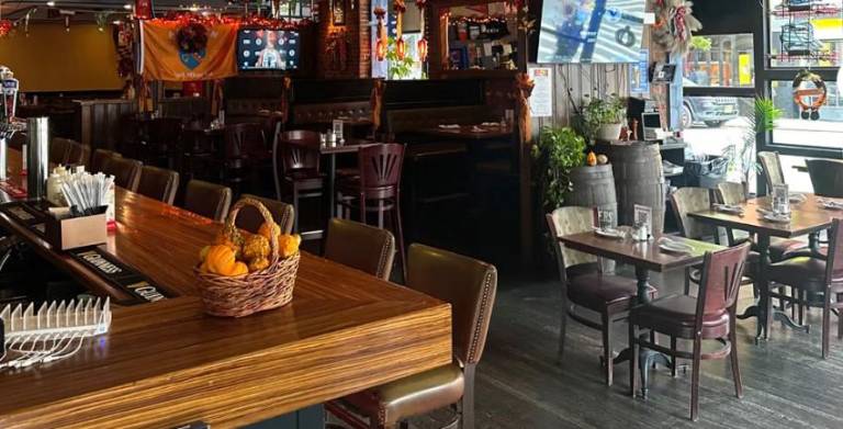 Some of the big screen tvs that hung inside the Abbey Tavern and attracted a sports friendly crowd for football of the American, Gaelic and European variety.