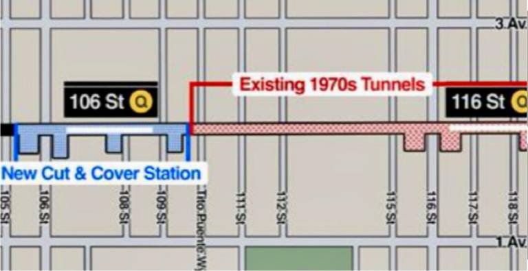 The MTA lawsuit involves access to the three buildings along the east side of Second Avenue between 108th and 111th Streets and the agency said two landlords are blocking access to their buildings which need to be assessed before work can continue. While the first building is located at what will be the northern end of the 106th Street Station, the structures a block away adjoin a tunnel that was built for the project in the 1970s.